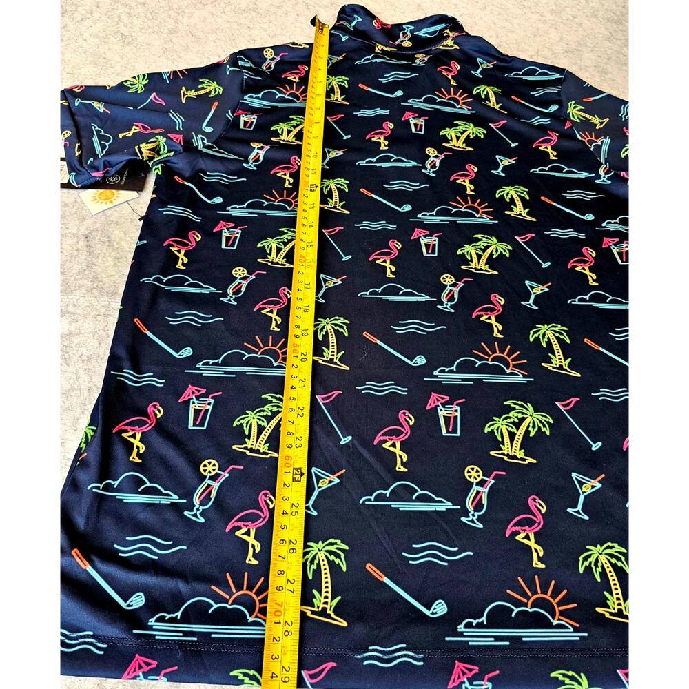 Golf Polo Caddy Cart Electric Avenue Navy Performance UPF 50 Shirt Mens Sz L - Picture 3 of 10